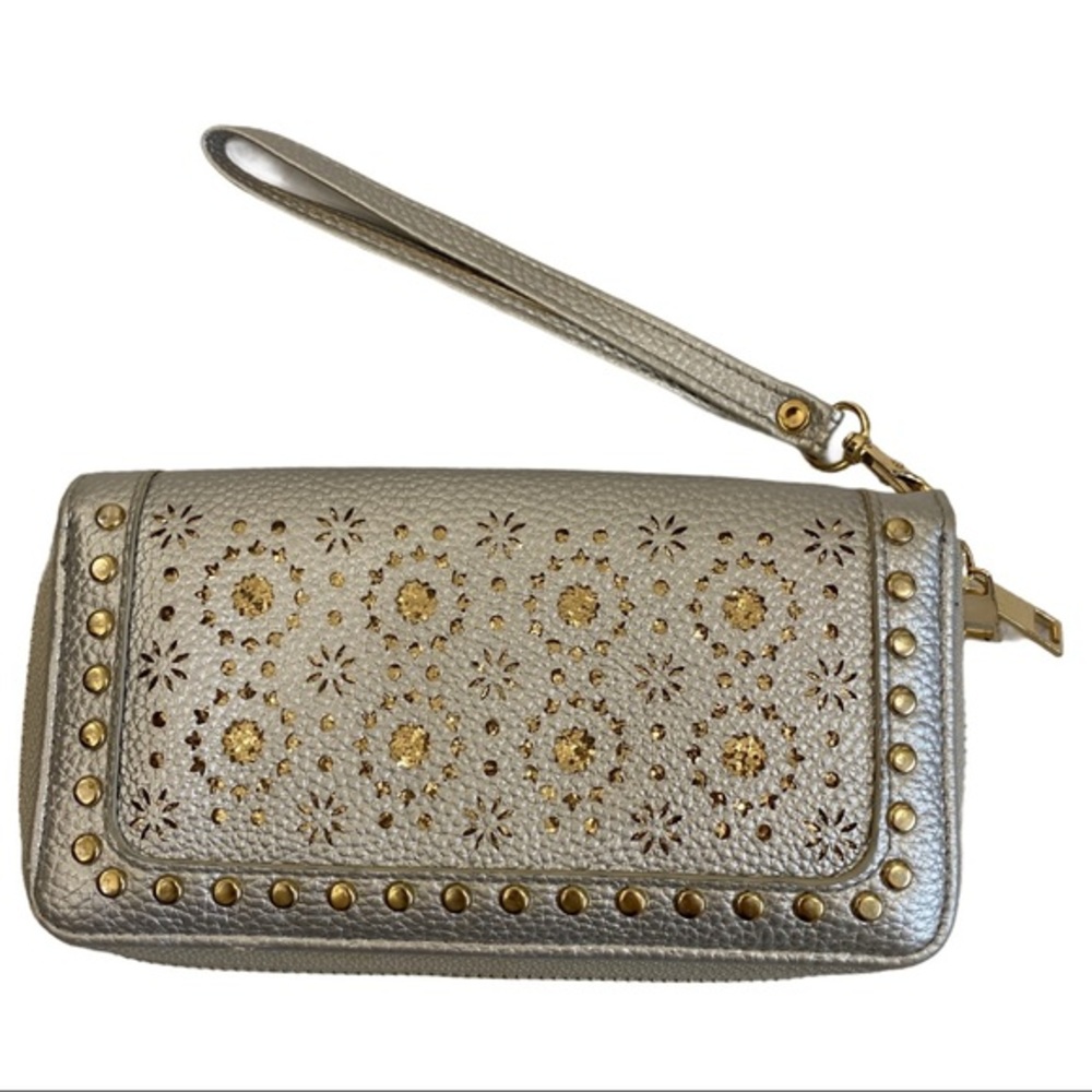 Under One Sky Silver Gold Wristlet Wallet